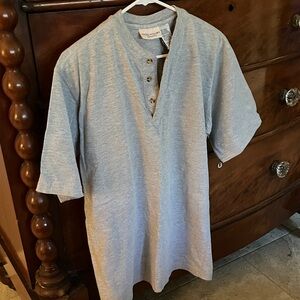 VTG Faded Glory Heather Gray Henley Short Sleeved Tee Men’s Medium